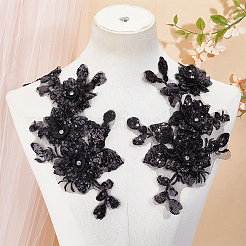 2Pcs 2 Styles 3D Flower Polyester Embroidery Sew on Appliques&nbsp;DIY-CY0001-03B