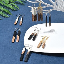 DIY Teardrop/Rectangle & Resin & Walnut Wood Dangle Earrings Making Kits&nbsp;RESI-FS0001-85