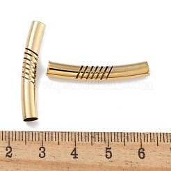 真鍮製カーブチューブビーズ  カドミウムフリー＆鉛フリー  ゴールドカラー  32x5mm  穴：4.2mm&nbsp;KK-B120-01C-G