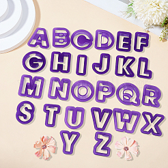 ABSプラスチッククッキーカッター26個  ベーキングツール  a～zの文字  パープル  47.5~50.5x21.5~58x11.8mm&nbsp;DIY-SC0030-47