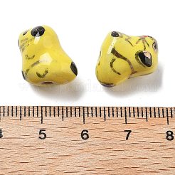 手作りの陶器ビーズ  手描きの陶器ビーズ  ゴールド観賞  犬  きいろ  15x10.5x13.5mm  穴：2.3mm&nbsp;PORC-L079-02