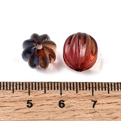 ツートンカラーの透明アクリルビーズ  カボチャ  ミックスカラー  12.5x11.5mm  穴：2.2mm&nbsp;TACR-C002-02