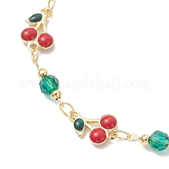 Brass Enamel Cherry Link Bracelets&nbsp;BJEW-JB13024