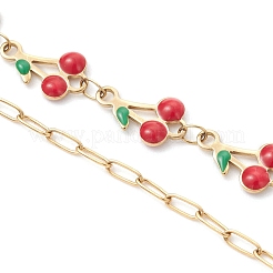 4Pcs 4 Styles 304 Stainless Steel Enamel Red Cherry Link Chain Bracelet Making&nbsp;AJEW-JB01482