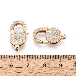 Brass Pave Clear Cubic Zirconia Lobster Claw Clasps&nbsp;KK-T075-76G