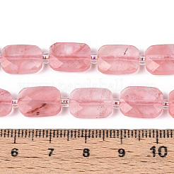 チェリークォーツガラスビーズ連売り  長方形  多面カット  シードビーズで  11.5~12x8x4~5mm  穴：0.9mm  約26~27個/連  14.57~15.08''（37~38.3センチメートル）&nbsp;G-T139-76