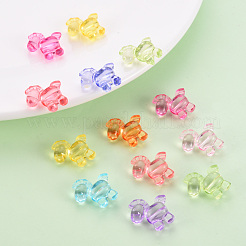 透明なアクリルビーズ  馬  ミックスカラー  17x17x8mm  穴：2mm&nbsp;X-TACR-S154-47B