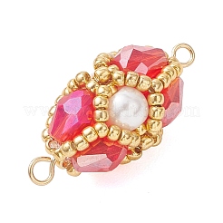 6Pcs 6 Colors Glass Beaded Oval Connector Charms&nbsp;PALLOY-MZ01233