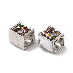 クリスマステーマ合金エナメルヨーロッパビーズ  大穴ビーズ  プラチナ  他人  10x8.5x7.5mm  穴：2と4mm&nbsp;PALLOY-D058-01P-03