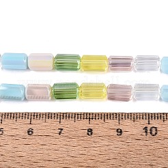 電気メッキ加工を施した様々なスタイルのガラスビーズの連  コラム  多面カット  ミックスカラー  9~9.5x5~6mm  穴：1~1.2mm  約40~44個/連  14.57~15.94インチ（37~40.5cm）&nbsp;EGLA-N022-11A-A02