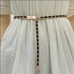 1Pc Black PU Leather & Alloy Twisted Waist Body Chains for Woman&nbsp;DIY-CL0001-10
