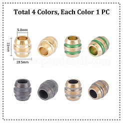 4個 4色 真鍮ヨーロピアンビーズ  大穴ビーズ  グルーブバレル  ミックスカラー  11x10.5mm  穴：5.8mm  1pc /カラー&nbsp;KK-UN0001-84