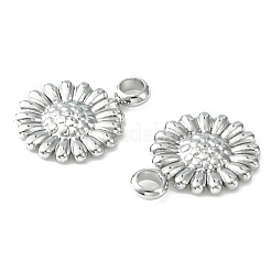 変色しない304ステンレススチールチャーム  花のチャーム  ステンレス鋼色  9.5x7x1.2mm  穴：1.5mm&nbsp;STAS-L269-070P