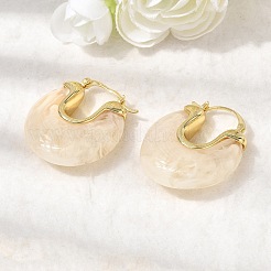 Brass Resin Hoop Earrings&nbsp;EJEW-P333-11C-G01
