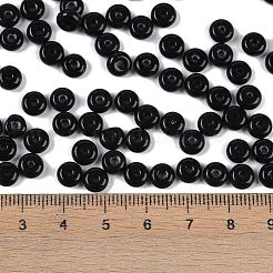 透明な色のガラスシードビーズ  ドーナツ  ブラック  6.5x3mm  穴：1.8mm  約1363個/ポンド&nbsp;SEED-P008-01A-02