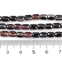 電気メッキガラスビーズセット  多面カット  ABカラー  コラム  ブラック  4x5~6mm  穴：1mm  約80個/連  40~48cm&nbsp;EGLA-D031-01-04