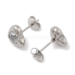 Ion Plating(IP) 304 Stainless Steel Heart Stud Earrings&nbsp;EJEW-C099-13M-02