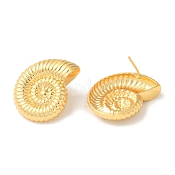 Rack Plating Spiral Shell Shape Brass Stud Earrings&nbsp;X-EJEW-B062-35G