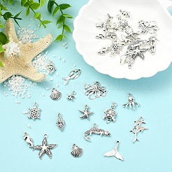 32Pcs 16 Styles Ocean Theme Tibetan Style Alloy Rhinestone Settings & Pendants&nbsp;FIND-YW0011-86