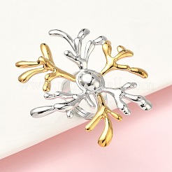 304ステンレススチールカフリング  花  カドミウムフリーと鉛フリー＆ニッケルフリー  ゴールデン·ステンレス鋼色  51.5x49.5mm  usサイズ7 1/4(17.5mm)&nbsp;RJEW-D338-05A-GP