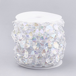 プラスチックビーズトリムガーランド連  ドアカーテンに最適  結婚式の装飾のDIY材料  八角形  クリアAB  14x14mm  約10m /ロール&nbsp;AJEW-S071-07
