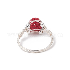 Handmade Polymer Clay Rhinestone Finger Rings for Women&nbsp;RJEW-JR00919