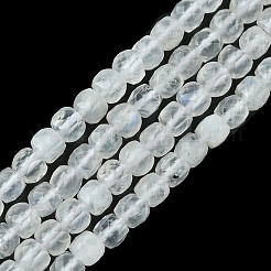 天然レインボー ムーンストーン ビーズ 連売り  多面カット  キューブ  4x4x4mm  穴：0.9mm  約110個/連  15.35インチ（39cm）&nbsp;G-F748-Z01-02