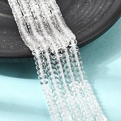 合成クオーツクリスタルビーズ連売り  多面カット  ロンデル  透明  6x3mm  穴：1mm  約108個/連  14.5インチ&nbsp;G-F086-C-01
