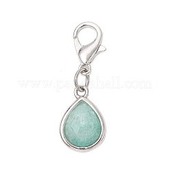 Natural Quartz Crystal & Jade & Strawberry Quartz & Sunstone & Amazonite Faceted Teardrop Pendant Decorations&nbsp;HJEW-JM03320