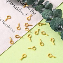 304ステンレススチールスクリューアイピンペグベイル  片穴パーツ用  18KGP本金メッキ  8x4x1mm  穴：2mm  ピン：1.4mm&nbsp;STAS-L234-165D-G