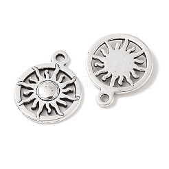 合金のチベット風チャーム  カドミウムフリー＆鉛フリー  フラットラウンドと日  アンティークシルバー  20x16x2mm  穴：1.5mm&nbsp;X-TIBEP-R304-062AS-LF