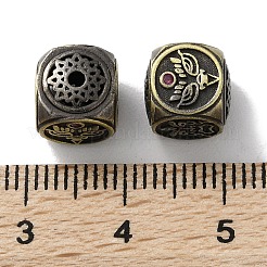 チベットスタイルの真鍮マイクロパヴェキュービックジルコニアビーズ  カドミウムフリー＆鉛フリー  キューブ  アンティークブロンズ  8x8x8.5mm  穴：1.6mm&nbsp;KK-M284-53AB