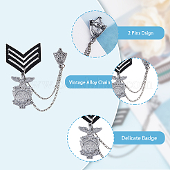 2Pcs 2 Style Republique Francaise Eagle & Leaf Hanging Charms Lapel Pins with Safety Chains&nbsp;JEWB-FH0001-18