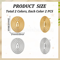 2 Pairs 2 Colors Oval Brass Studs Earrings for Women&nbsp;KK-UN0004-93