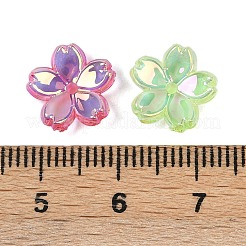 アクリルビーズキャップ  UVメッキ  5  - 花びらの花  ミックスカラー  11x11.5x4mm  穴：1.4mm&nbsp;MACR-L008-08