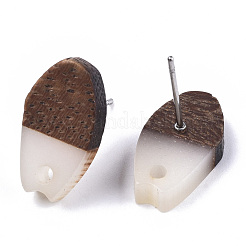 Opaque Resin & Walnut Wood Stud Earring Findings&nbsp;MAK-N032-010A-B04