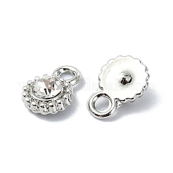 ラックメッキ合金ラインストーンチャーム  フラットラウンド  プラチナ  11x8x4mm  穴：2mm&nbsp;FIND-M014-16C-P