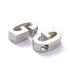 変色しにくい304ステンレススチールチャーム  アルファベット  ステンレス鋼色  文字.g  8.5x5x3mm  穴：1.8mm&nbsp;STAS-K216-41G-P