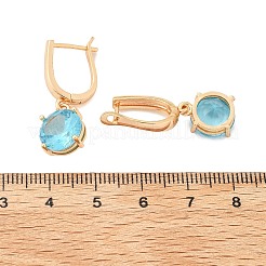 Flat Round Brass Pave Cubic Zirconia Hoop Earrings for Women&nbsp;EJEW-G428-22G