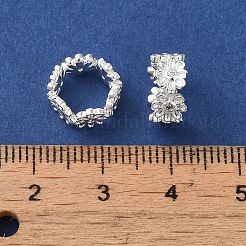 シルバー真鍮、キュービックジルコニアヨーロピアンビーズ  ひまわりの大きな穴ビーズ  カドミウムフリー＆鉛フリー  ラックめっき  長持ちメッキ  透明  11.5x10x5mm  穴：7x8mm&nbsp;KK-B088-01C-03S