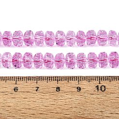 クラックル透明ガラスビーズ連売り  ロンデル  多面カット  パールピンク  7.5~8x5~5.5mm  穴：1.2~1.4mm  約66~69個/連  13.78~14.37インチ（35~36.5cm）&nbsp;GLAA-N068-03A-12