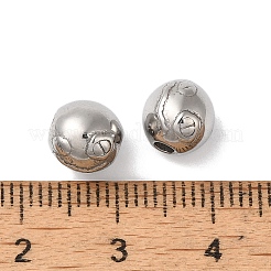 変色しにくい304ステンレススチールビーズ  恐怖の顔をした丸い  ステンレス鋼色  8x7x7mm  穴：2mm&nbsp;STAS-S129-07P
