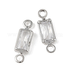 SHEGRACE Brass Pave Cubic Zirconia Rectangle Connector Charms&nbsp;XGRQ2O327-445A-P