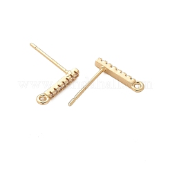 女性用真鍮クリアキュービックジルコニアスタッドピアス  カン付き  14KGP本金メッキ  12x2mm  穴：0.8mm  ピン：12x0.7mm&nbsp;KK-A244-10C-G