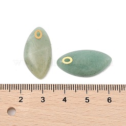 天然石アマゾナイトペンダント  304ステンレススチール製の葉っぱのチャーム  PVD真空メッキ  18KGP本金メッキ  25x12.5x5mm  穴：2.5x1mm&nbsp;STAS-P380-80G-04