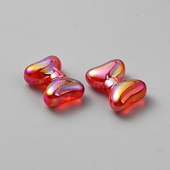 UVメッキ透明アクリルビーズ  UVメッキ  蝶結び  レッド  20x28x10mm  穴：2.5mm  約131個/500g&nbsp;MACR-CJC0016-20A