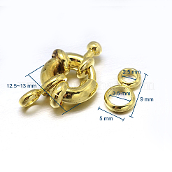 真鍮のスプリングリングの留め金  ミックスカラー  12.5~13x6mm  チューブベイル: 9x5x1.5mm  穴：2.5mm&nbsp;KK-L082C-01