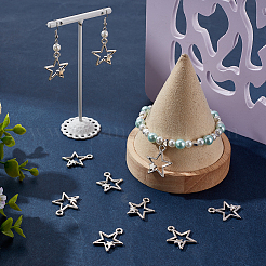 チベット風アロイペンダント70個  カドミウムフリー＆鉛フリー  スターのチャーム  アンティークシルバー  25x22x3mm  穴：2mm&nbsp;TIBEP-SC0003-13