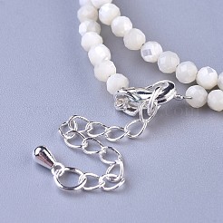 シェルビーズのネックレス  真鍮カニカン付き  ファセットラウンドビーズ  16.5インチ〜16.7インチ（42~42.5cm）x2mm&nbsp;NJEW-K114-A-B01