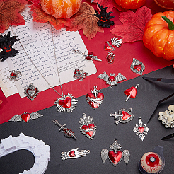 36Pcs 18 Styles Gothic Style Zinc Alloy Enamel Pendants&nbsp;ENAM-AR0001-94